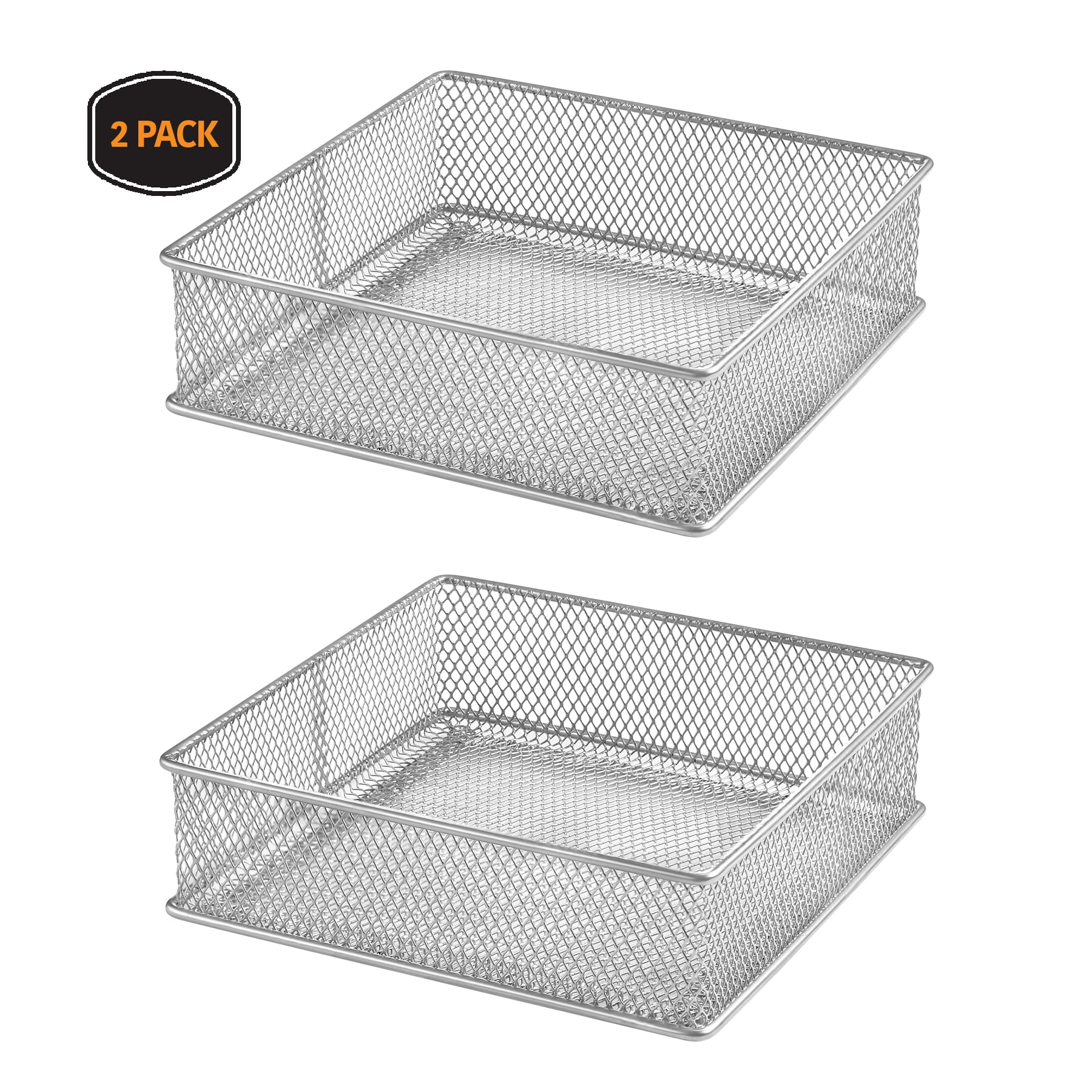 Silver Mesh Desk Drawer Organizer Tray for Home and Office Pack of 2 