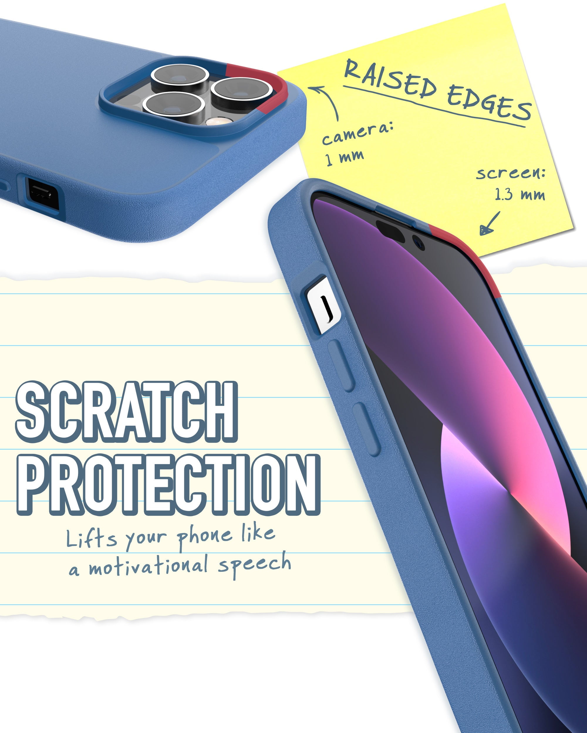 Smartish iPhone 14 Pro Max Slim Case - Gripmunk Compatible with MagSafe [Lightweight + Protective] Thin Grip Cover with Microfiber Lining - Blues on the Green