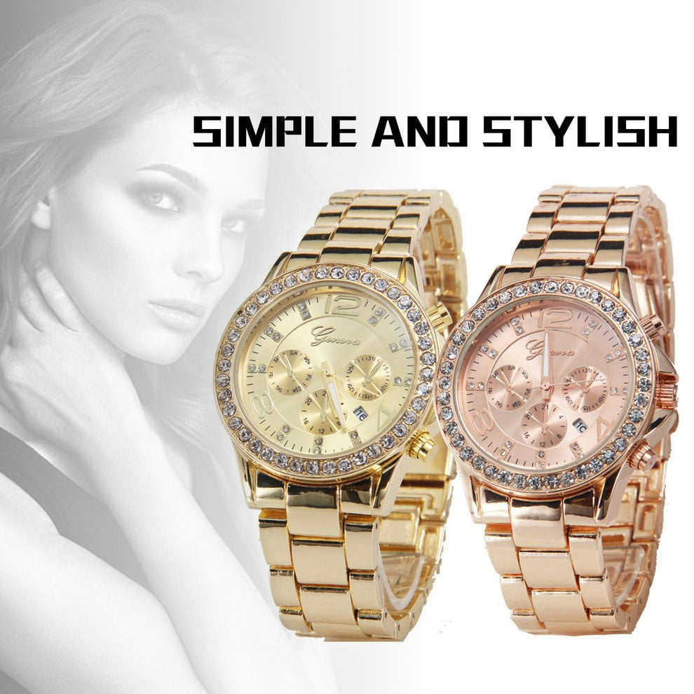 fake gold watch with diamonds