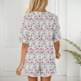 thumbnail image 4 of Gfyviroh 2 Piece Pajama Sets for Women Casual Print Short Sleepwear Sets Short Sleeve Crew Neck Tshirts and Elastic Waist Shorts Sets, 4 of 7
