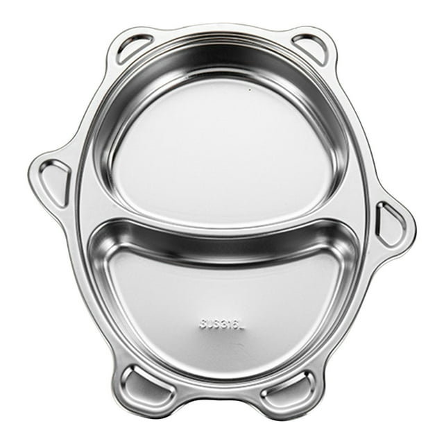 316 Stainless Steel Divided Kids’ Plate with Cute Car Design, Durable Bento Tray for Meals, Dishwasher Safe Baby Tableware Set