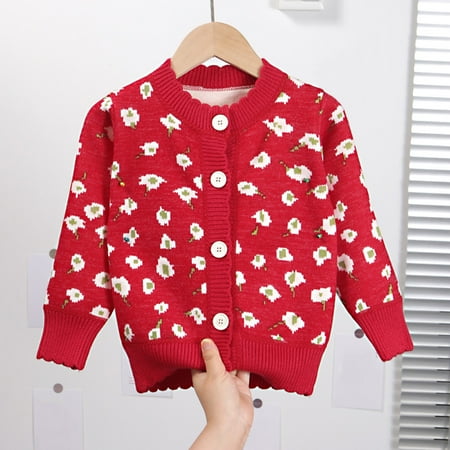 

Sweater For Child Toddler Child Kids Baby Girls Cute Cartoon Floral Long Sleeve Cardigan Knitted Jacket Outer Outfits Clothes Coat