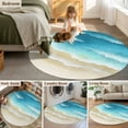 thumbnail image 6 of Abstract Beach Washable Round Area Rug 4 ft, Light Blue Beige Ombre Ocean Wave Coastal Sand, Soft Non Slip Rugs Stain Repellent Indoor Felt Carpet for Living Dining Room Bedroom Home Office, 6 of 9