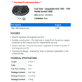 thumbnail image 2 of Fuel Tank - Compatible with 1986 - 1989 Honda Accord CARB 1987 1988, 2 of 2