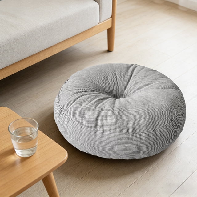 Corduroy Round Floor Cushion, Soft Solid Color Non Slip Pouf Pad, Pressure Relief Thick Support Seat Mat, Pilling Resistant Easy Clean Design for Living Room Bedroom Yoga Meditation Ki*ds Room Use
