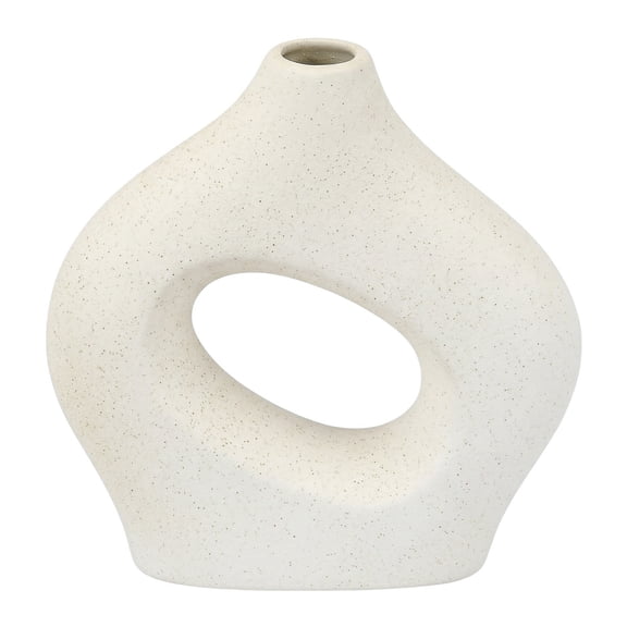 Unique Bargains Donut Hollow Circle Ceramic Flower Vase White 5.7"L x 1.6"W x 5.7"H
