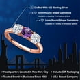 thumbnail image 2 of Gem Stone King 18K Rose Gold Plated Silver Purple Amethyst and White Zirconia Engagement Ring for Women | 1.98 Cttw | Round 5MM | Gemstone February Birthstone | Size 9, 2 of 6