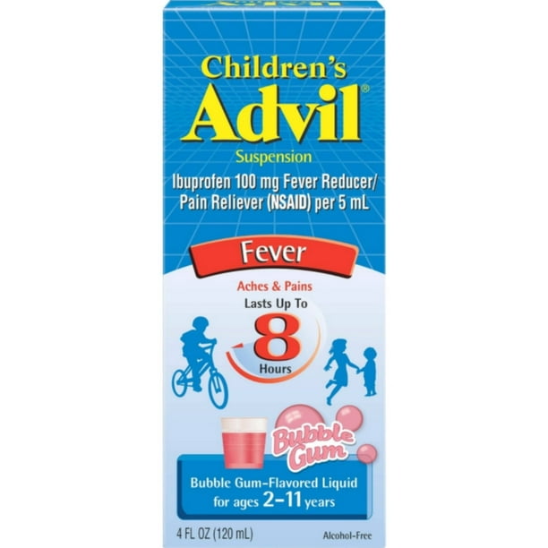 Advil Ibuprofen Fever Reducer/Pain Reliever Oral Suspension, Bubble Gum 4 oz (Pack of 6