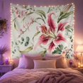 thumbnail image 2 of Pink Lily and Cherry Blossoms Against a Textured Background, Serene Watercolor for Nature Lovers, Floral Wall Art Decor Mother's Day Gift Tapestry Wall Hanging for Bedroom and Living Room, 2 of 7