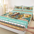 thumbnail image 3 of jejeloiu Farm Animal Horse Bed Sheets,Countryside Sunflower Cactus Flowers King Sheets,Rustic Western Aztec Geometric Sheet Set For Teens,Ultra Soft Home Decor,4pcs, 3 of 7