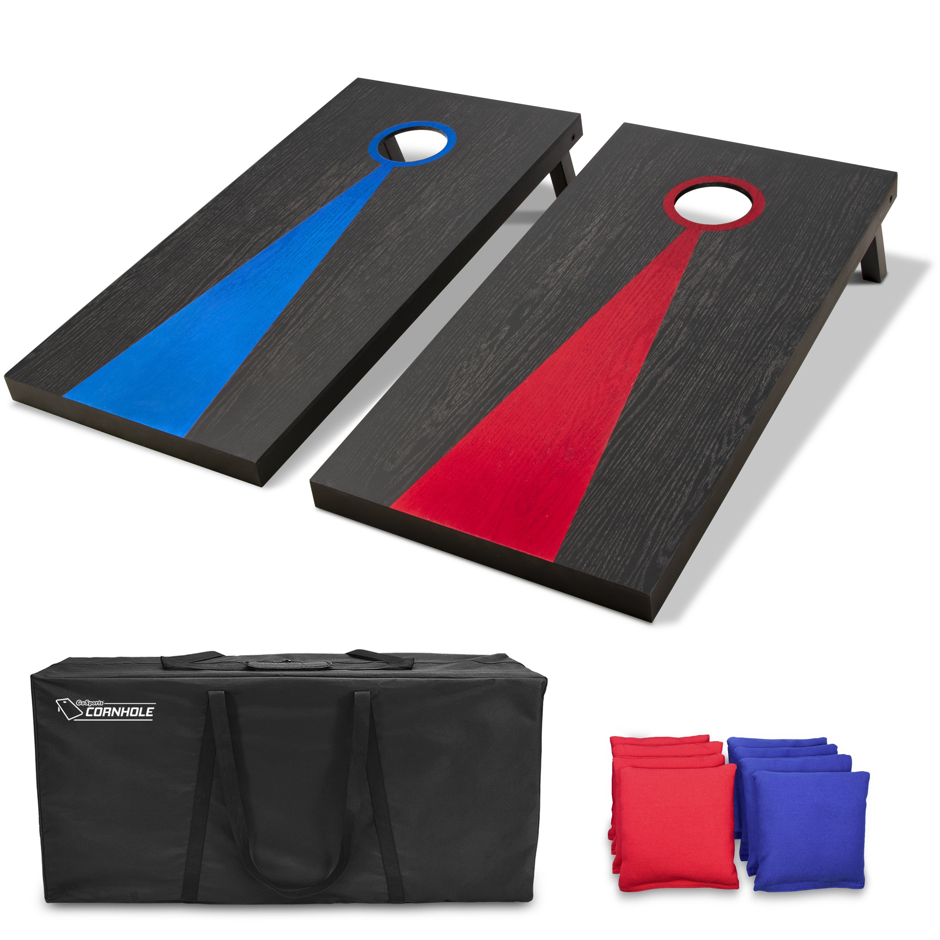 GoSports Light Regulation Size Solid Wood Cornhole Set Includes 8 Bags and Case