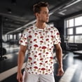 thumbnail image 3 of Wukai Red Mushroom Print Men's Short-Sleeved Mesh T-Shirt,Quick-Dry Short Sleeve Workout T-Shirt-Large, 3 of 8