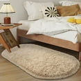 thumbnail image 2 of SARAG Fluffy Bedroom Rug, Small Oval Area Rugs, Camel Shag Bedside Carpet for Kids Room Nursery Dorm Cute Fuzzy Indoor Decor for Boy and Girl, 2.6 x 5.3 Feet, 2 of 9