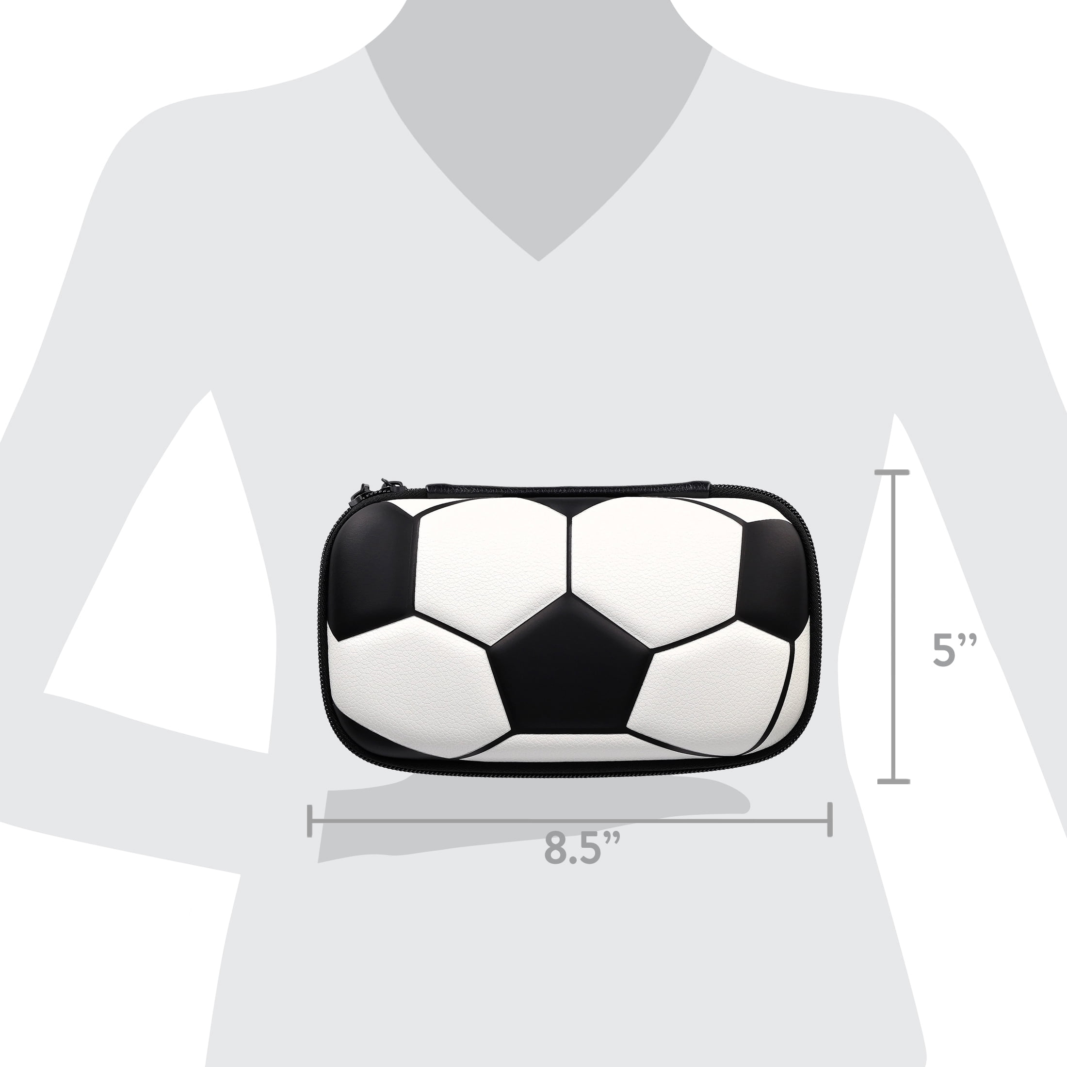 Pen+Gear Soccer Pencil Case, Black and White