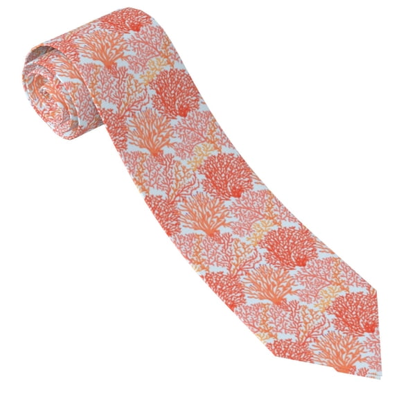 Xecao Corals Print Tie For Men Necktie Woven Jacquard Neck Ties,Classic Men's Tie