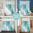 thumbnail image 5 of No Hook Shower Curtain with Snap in Liner, Green Marble Gold Line Watercolor Gradient Waterproof Bath Curtain Double Layers with See Through Top Window, Modern Abstract Art Shower Curtains 72x84in, 5 of 9
