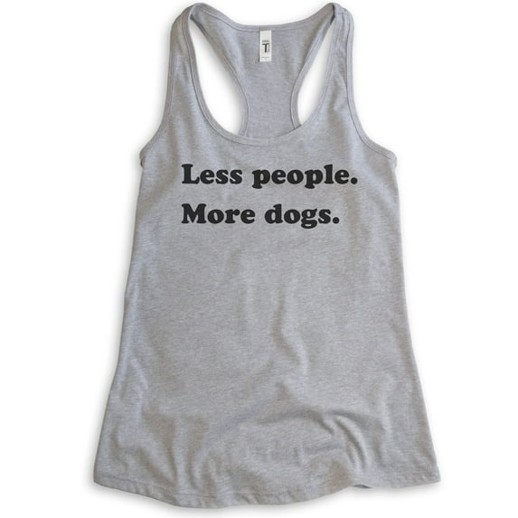 Less People More Dogs Tank Top, Ladies Racerback Tank Top, Dog Lover Tank, Animal Tank, Antisocial Tee, Heather Gray, Medium