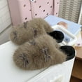 thumbnail image 7 of Xfvqtps Women Fluffy Slippers Lace Bow Versatile Cute Indoor Home Funny Winter Non-Slip Thick Sole Plush Slippers Coffee, 7 of 7