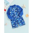 thumbnail image 3 of Suealasg Baby Boys Summer One Piece Swimsuits Long Sleeve Shark Print Zipper Rash Guard Swimwear Infant Boys Romper Beach Bathing Suit, 3 of 9