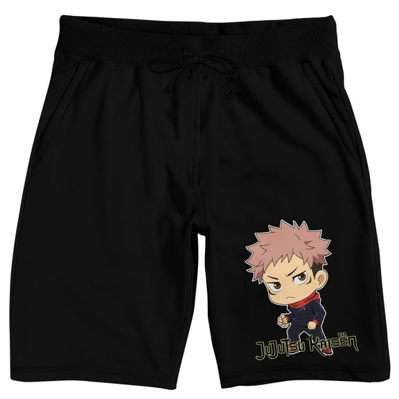 Jujutsu Kaisen Chibi Itadori Men's Black Sleep Pajama Shorts-Medium