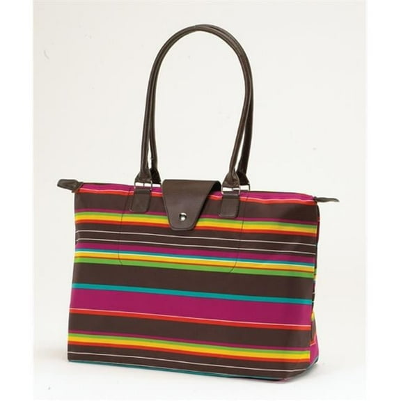 Joann Marrie Designs NF3CHS Long Handle Fold-Up Bag - Chocolate Stripe- Pack of 2