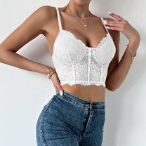 Delliss Lace Tops for Women V Neck Camisole Top Sleeveless Crop Tank Going Out Outfits 2025 Trendy