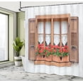 thumbnail image 5 of Ambesonne Boho Shower Curtain, European Rustic Shutters, 69"Wx75"L, Brown White Red, 5 of 5