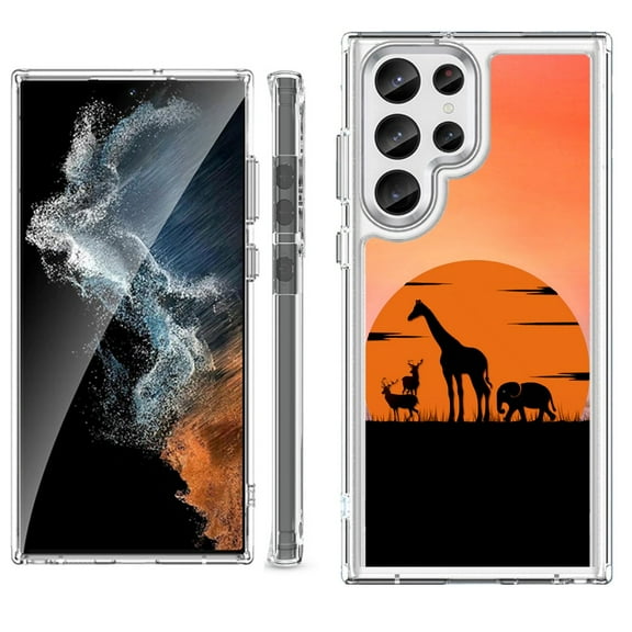 Shockproof Bumper Phone Case for Samsung Galaxy S23 Ultra 5G, by OneToughShield ® - Sunset Safari