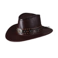 thumbnail image 2 of Wuxian Men Retro Western Cowboy Hat Solid Color Adjustable Strap Outdoor Fashionable Lightweight Classic Shapeable Wide Brim Cattleman Caps Festival Party Jazz Bowler Hat,,One Size, 2 of 4