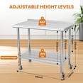 thumbnail image 3 of 48x24 In Stainless Steel Work Table with Wheels Hooks and Backsplash Adjustable Shelf Heavy Duty Commercial Prep Table for Kitchen Garage Home Use, 3 of 6