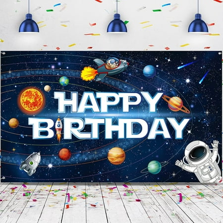 Solar Systemations Large Happy Birthday Outer Space Poster Banner Space ...