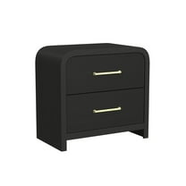 Woodridge  2-Drawer Nightstand with USB in Black with Grain