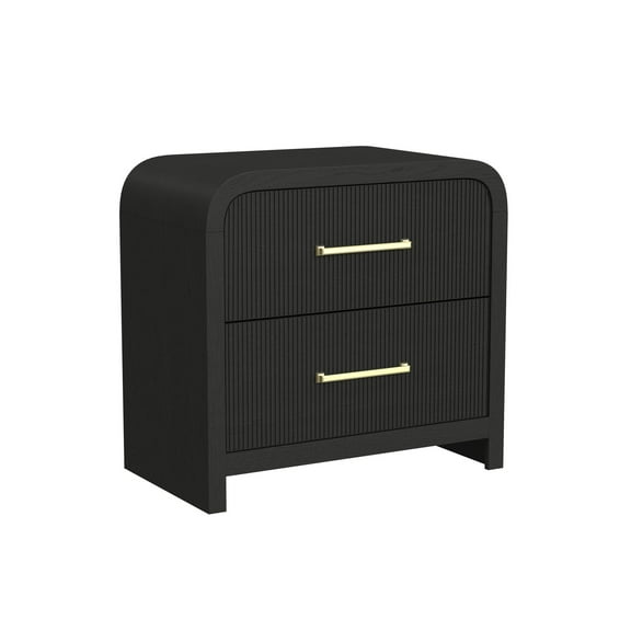 Woodridge  2-Drawer Nightstand with USB in Black with Grain