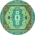thumbnail image 1 of Ahgly Company Machine Washable Indoor Round Abstract Turquoise Blue Modern Area Rugs, 7' Round, 1 of 4