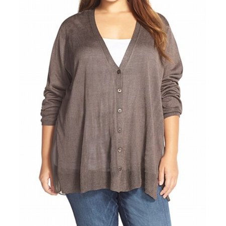 Nic + Zoe NEW Brown Mocha Womens Size 2X Plus Cardigan Sweater