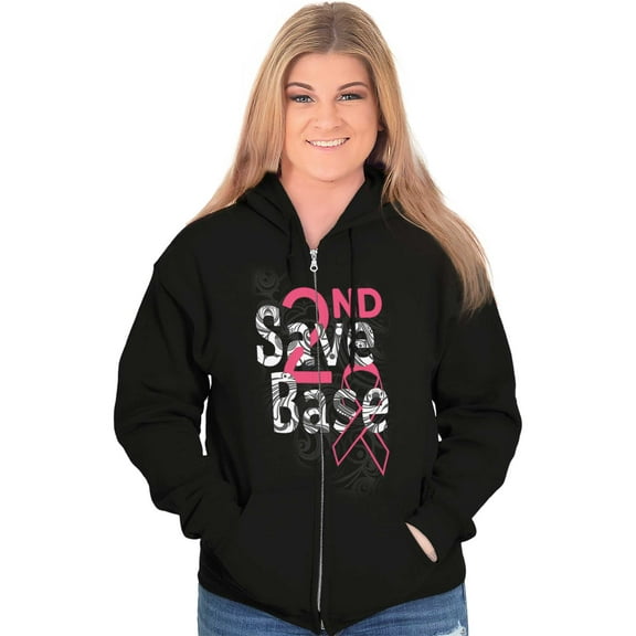 2nd Save Base Breast Cancer Warrior Zip Hoodie Sweatshirt Women Brisco Brands S