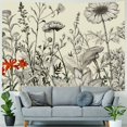 thumbnail image 4 of Chilfamy  Plant Floral Tapestry Herbs Wild Flower Nature Botanical Vintage Blossom Garden Aesthetic Sketch Trendy Modern Wall Hanging Bedroom Living Room Decor 40x60inch, 4 of 6