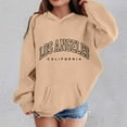 thumbnail image 4 of HXWCHs Cozy girls' hooded sweatshirts for shoppers Girls Long Sleeve Pullover Hoodie Casual Comfortable Kids Sweatshirt for Daily Wear Khaki 7-8 Years, 4 of 5