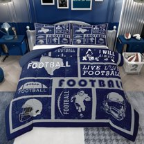 Castle Fairy Boys Girls Football Rugby Full Size Comforter Sets 3-Piece,Ball Gamer Bedding Comforter Set,Sport Theme Lightweight Bedding Sets,Microfiber Bedroom Decor,Reversible