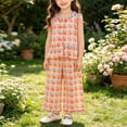 thumbnail image 4 of Fancifize 2 Piece Matching Sets for Girls Ruffle Hem Tank Tops High Waist Wide Leg Pants Kids Summer Casual Outfits, 4 of 6