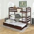 thumbnail image 2 of Walker Edison Solid Wood Twin over Twin Bunk Bed + Storage/Trundle Bed-Espresso, 2 of 5