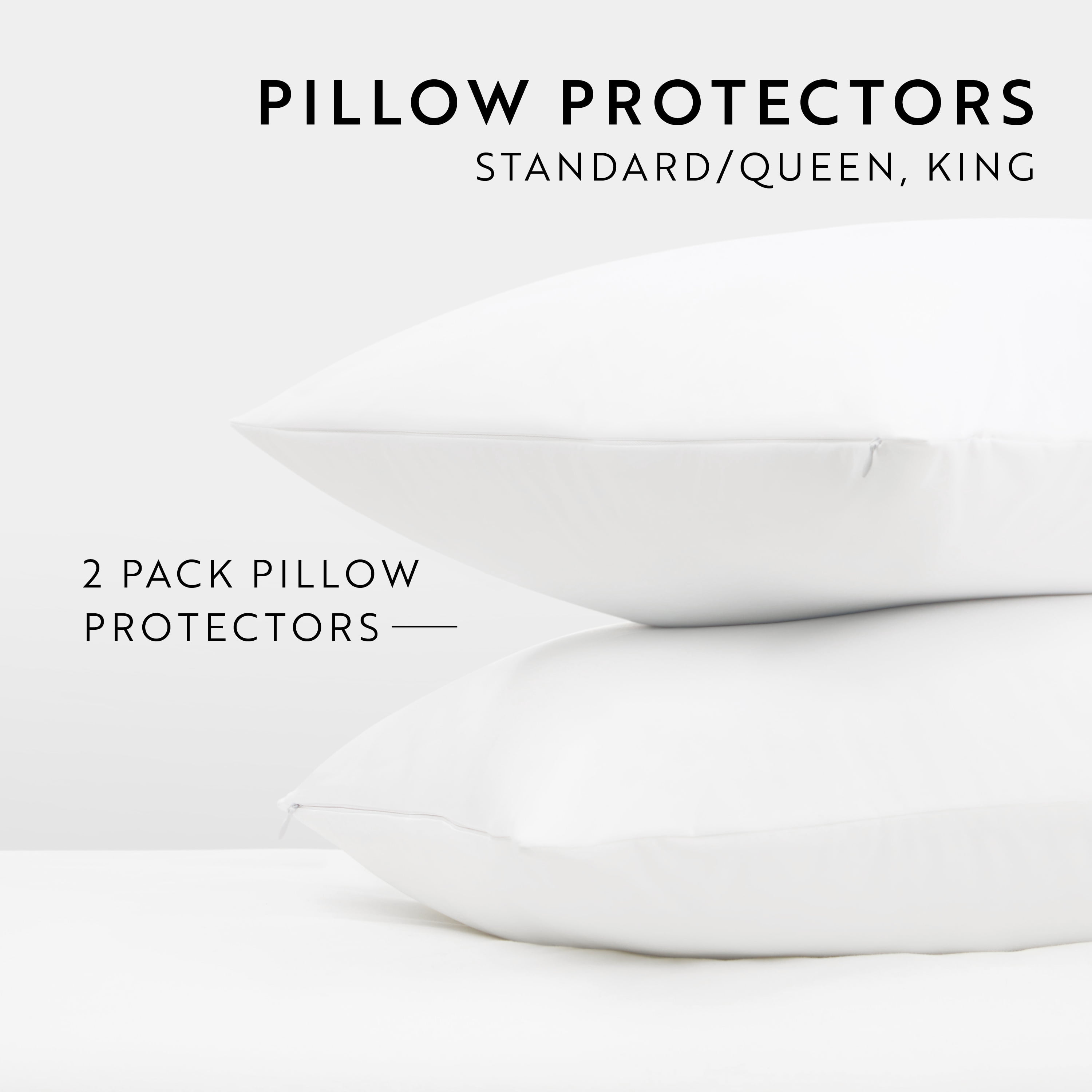 Noble Linens 2 Pack Pillow Protector - 100% Polyester Jersey Knit, King
