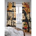 thumbnail image 3 of Sheer Curtains 96 inches Long, African Woman Giraffe Elephant Beige Silhouette Ethnic Style Light Filtering Sheer Window Curtains Rod Pocket Voile Drapes for Bedroom Living Room, 52"W x 96"L 2 Panels, 3 of 7
