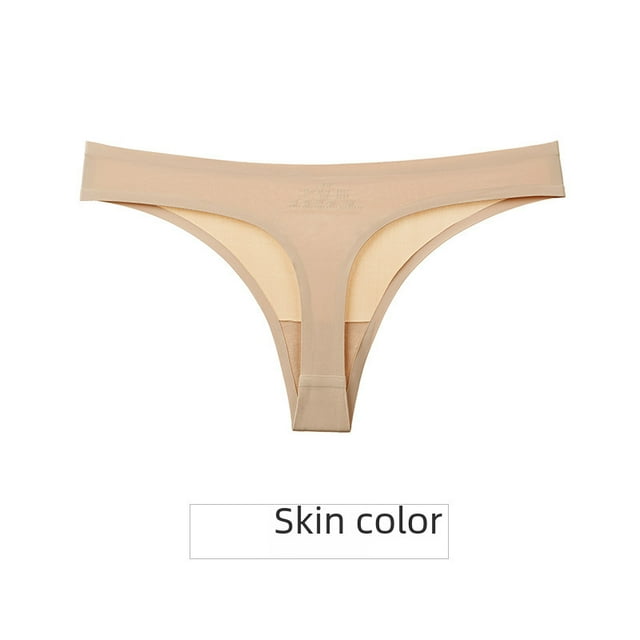Bikini de cintura baja, tanga sexy para mujer, ropa interior de seda helada sin costuras para mujer