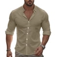 thumbnail image 2 of Camisa informal de manga corta de color liso para hombre con hebilla: corte holgado, poliéster ligero, botones, conjunto de pantalones cortos de playa - S-XXXL, 2 of 8