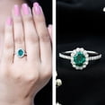 thumbnail image 3 of Rosec Jewels Lab Created Emerald Ring with Moissanite Halo for Women - 6X8 mm - AAAA Quality, 14K White Gold, US 3.00, 3 of 9
