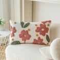 thumbnail image 2 of Flower Embroidered Throw Pillow Covers, Farmhouse Decorative Square Floral Accent Cushion Covers, Lumbar Pillow for Sofa Living Room Bedroom Home Decor Art 18 x 18 Inch, 2 of 5