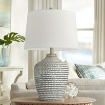 Regency Hill Alese 25 1/2" High Jug Modern Coastal Table Lamp Gray Wash Single White Shade Living Room Bedroom Bedside
