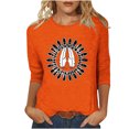 thumbnail image 1 of Dadaria Hauts pour Femmes Chemise Orange Manches 3/4 T-Shirt Col Rond Tee d'Été Chandail Blouses m, 1 of 4