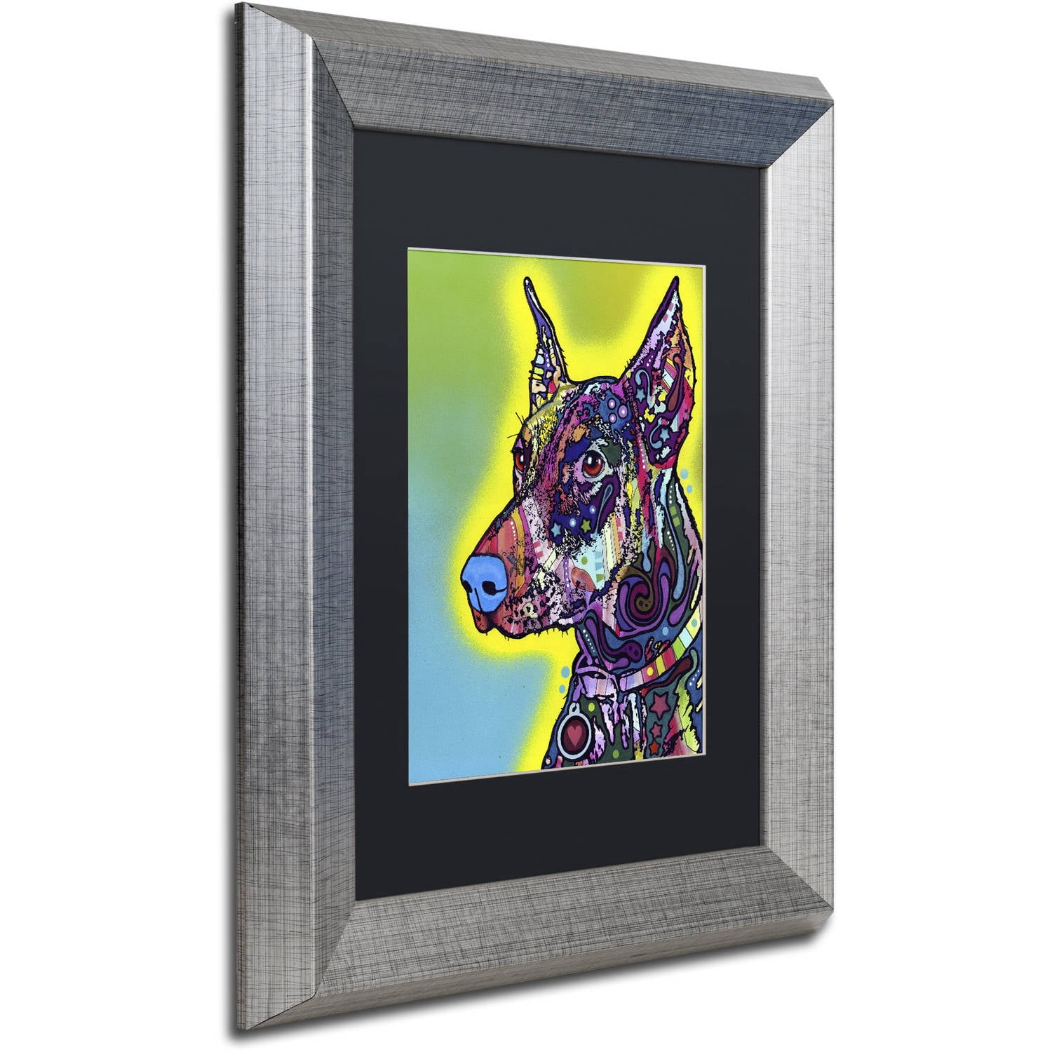 "Doberman" Canvas Art by Dean Russo, Black Matte, Silver Frame